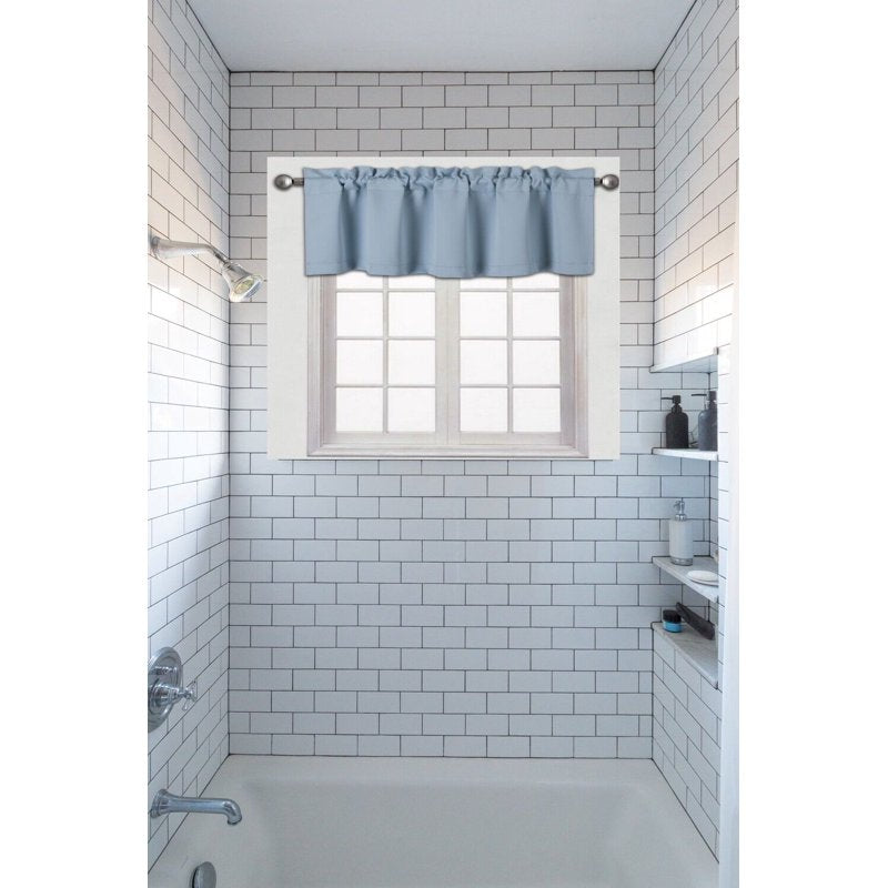 Light Blue Valance Curtain for Windows - Blackout, Thermal, Unlined, Rod Pocket, 54x18 Inches