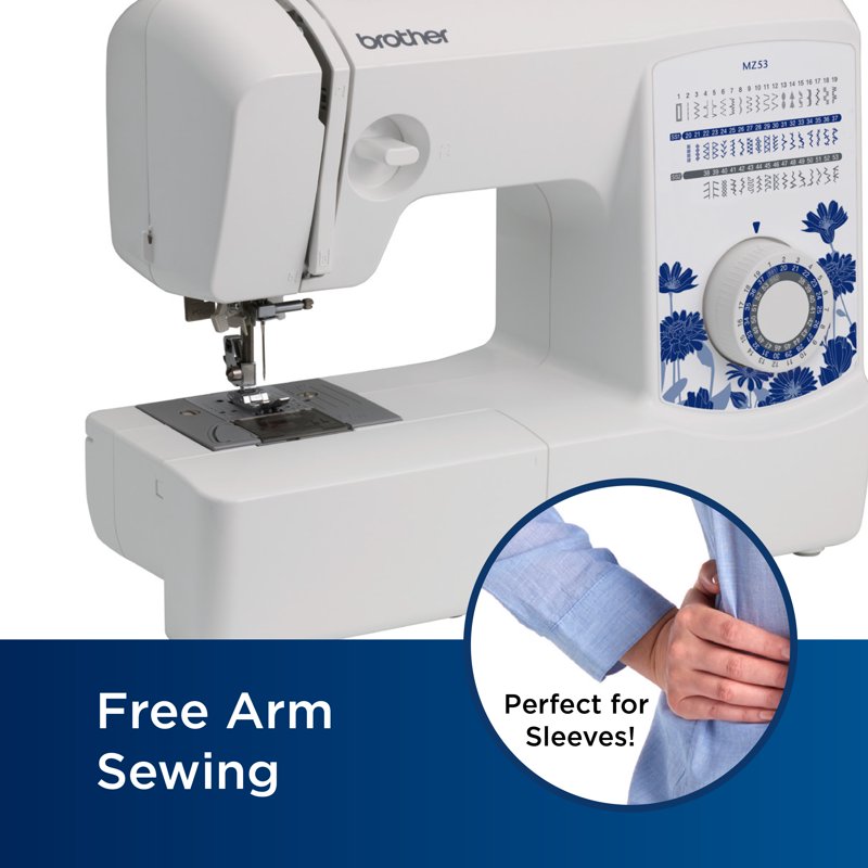Mechanical Sewing Machine with 53 Built-In Stitches and Free Arm for Cuffs and Sleeves