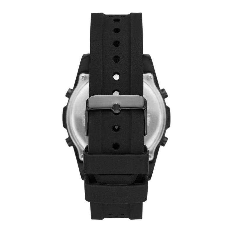 Men's Digital Wristwatch with Silicone Band and Gunmetal Case - Orange Bezel