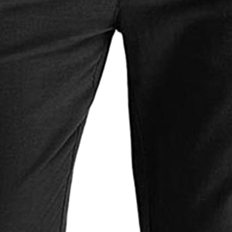 Men's Elastic Waist Cotton Pants for Seniors - Loose Straight Leg Trousers with Pockets