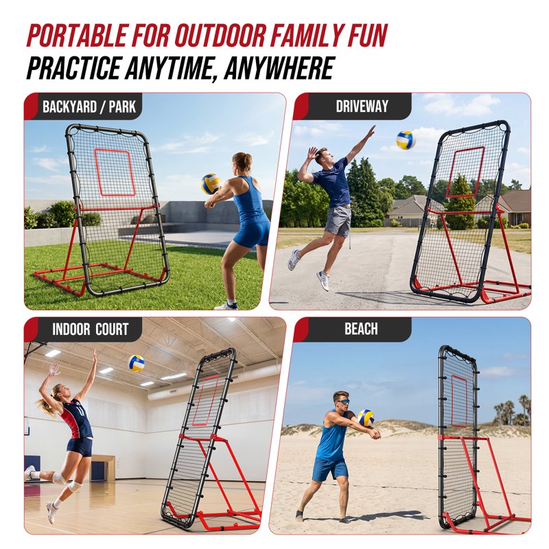7x4 FT Volleyball Rebounder Net - Adjustable Training Equipment for Spiking, Passing & Serving