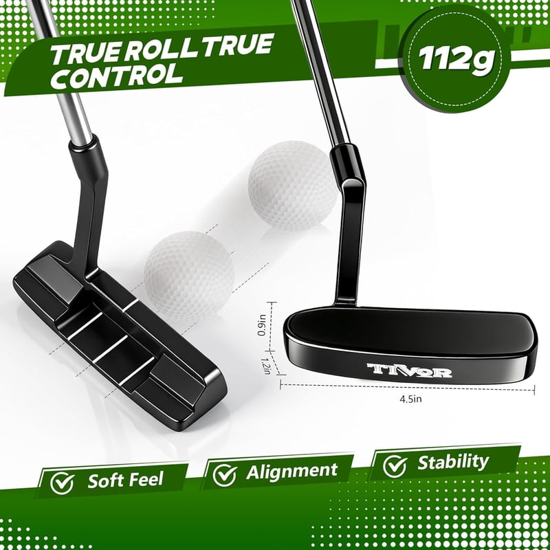 Tivor 6-Piece Golf Clubs Set for Right-Handed Men ( Beginner ) – Driver, Hybrid, 7 Iron, 9 Iron, Sand Wedge, Putter & Stand Bag