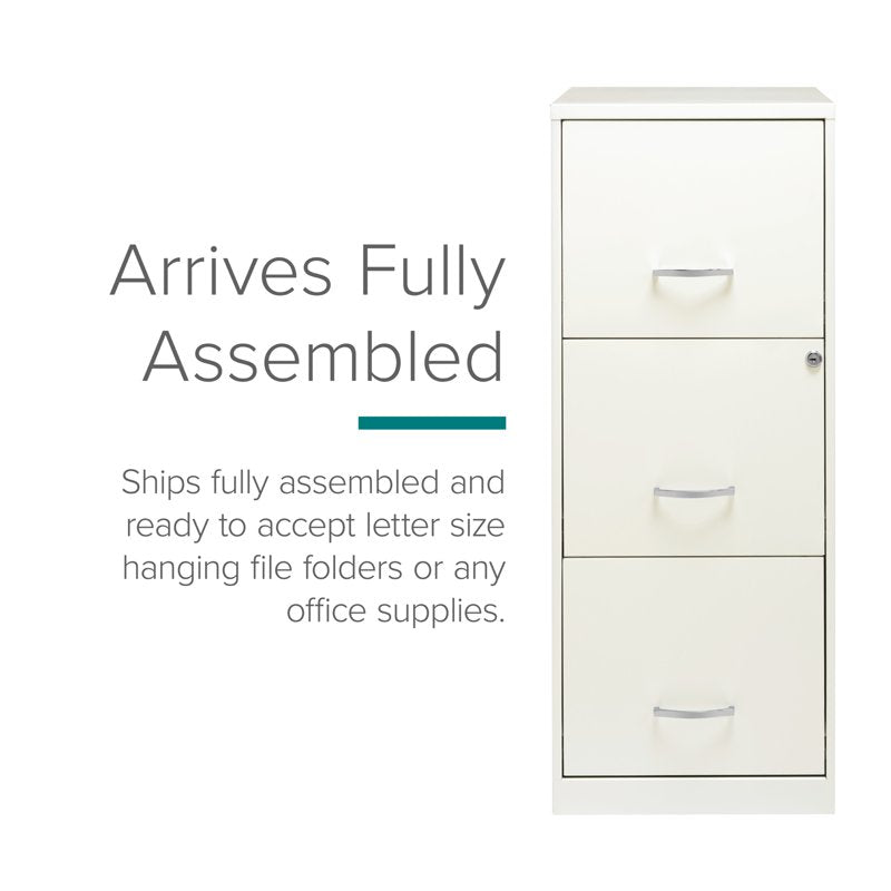 Vertical Metal File Cabinet with Lock - 3 Drawers for Office & Home