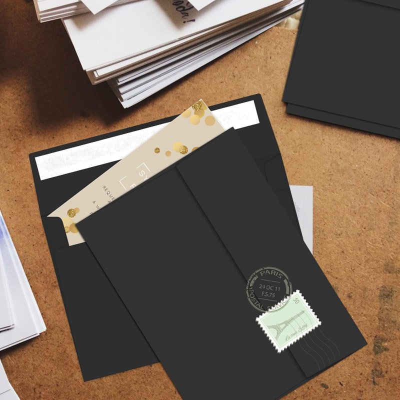 Black A7 Envelopes 5x7 Pack for Invitations Photos & Mailing Self Seal