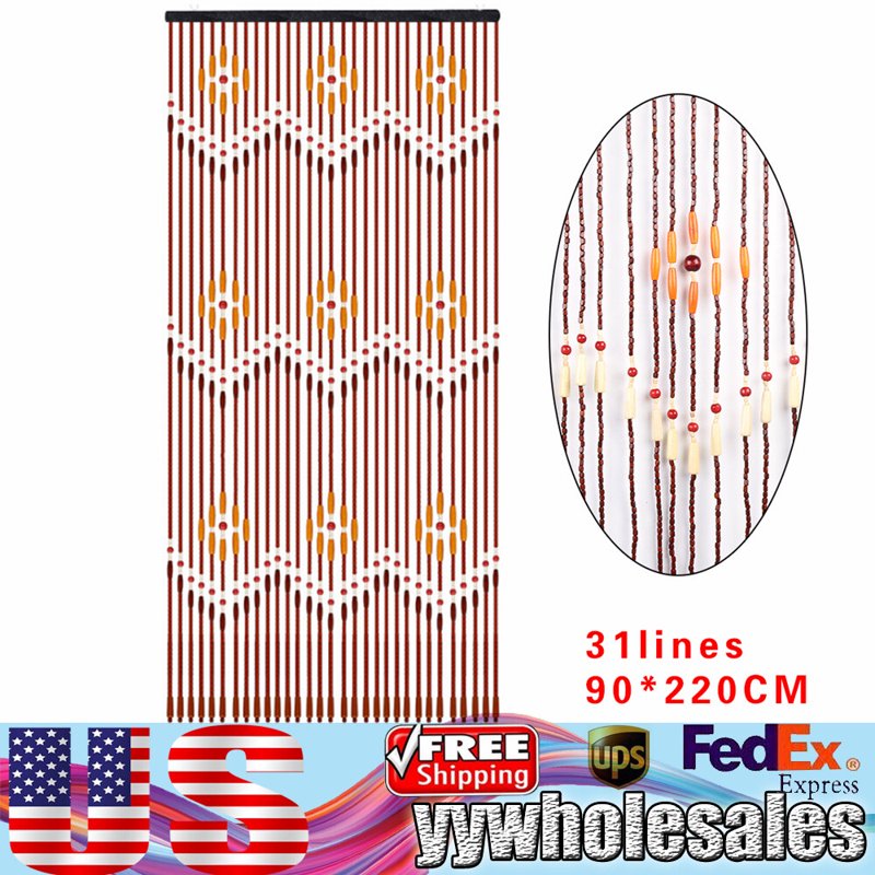 Wooden Beaded Door Curtain - 31 Lines Bamboo & Wood Home Decor