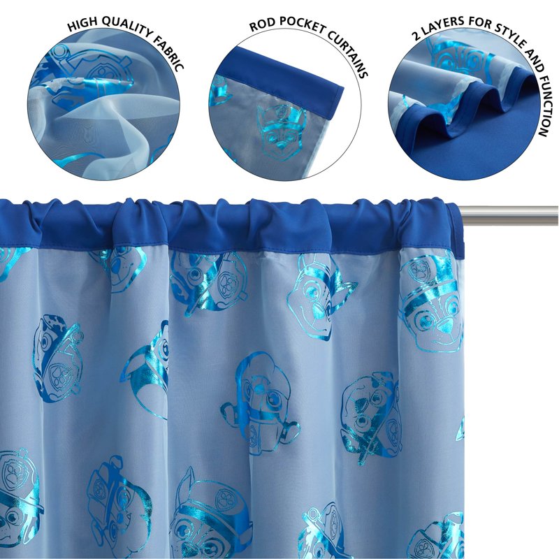 Kids Blackout Curtain Panel with Sheer Layer - Paw Patrol Character Options