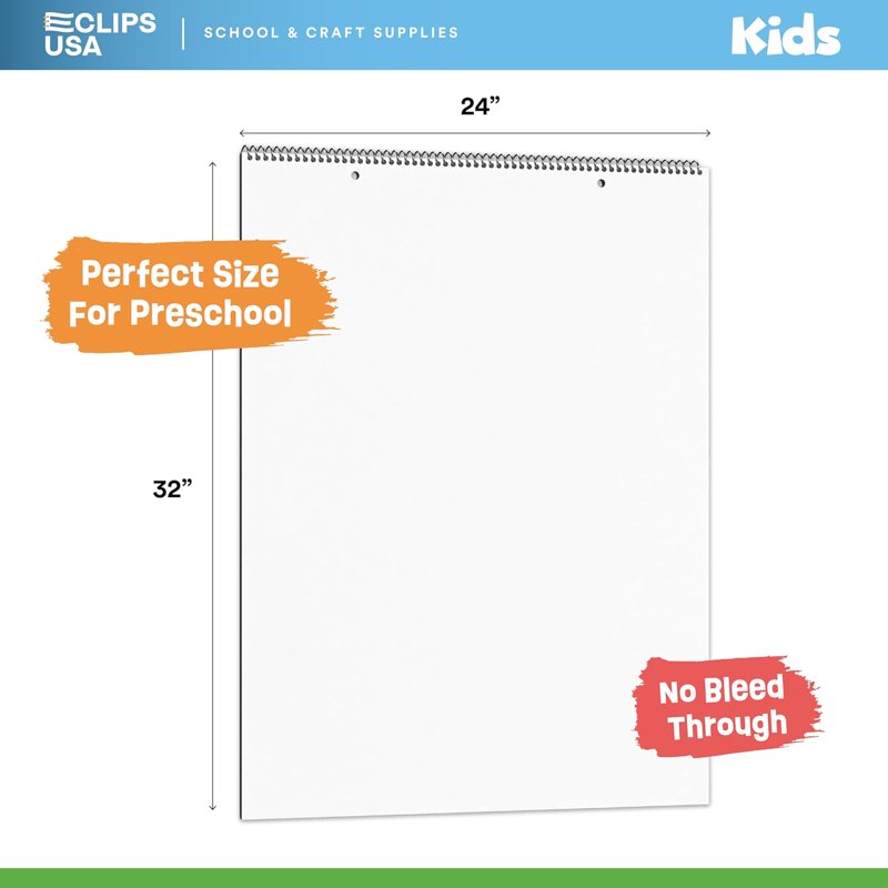 Large Unruled Chart Paper Pad for Classroom Presentations 24x32 Inches - Pack of 3