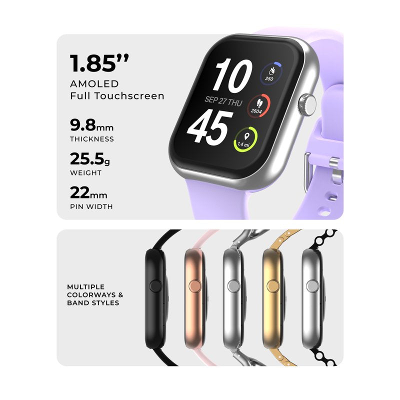 Unisex Rectangular Smart Watch with Silicone Strap - Fitness, Health & Notifications