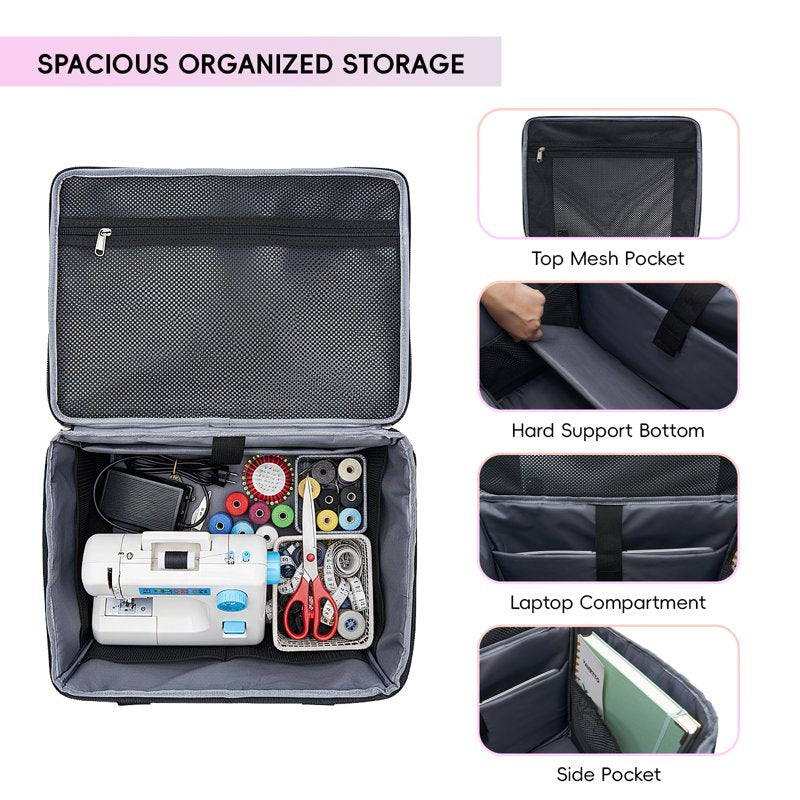 Large Rolling Craft Bag with Laptop Compartment & 5-Wheel System - Detachable Dolly