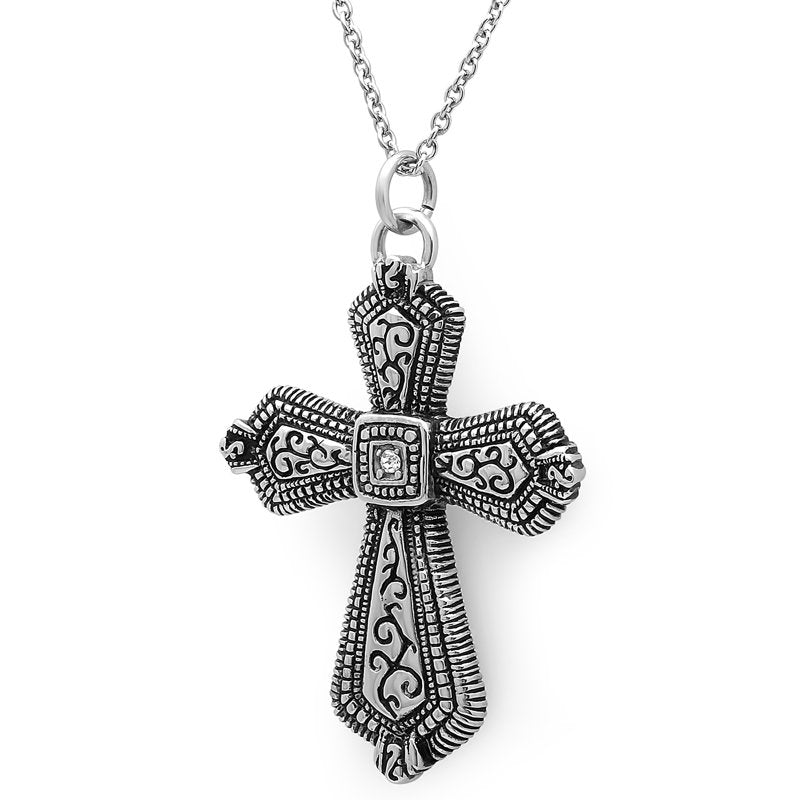 Women's Stainless Steel Cross Pendant with 18-inch Rolo Chain - Hypoallergenic Jewelry