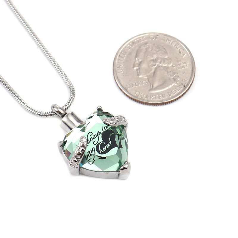 Memorial Cremation Necklace for Ashes Heart Pendant Remembrance Jewelry