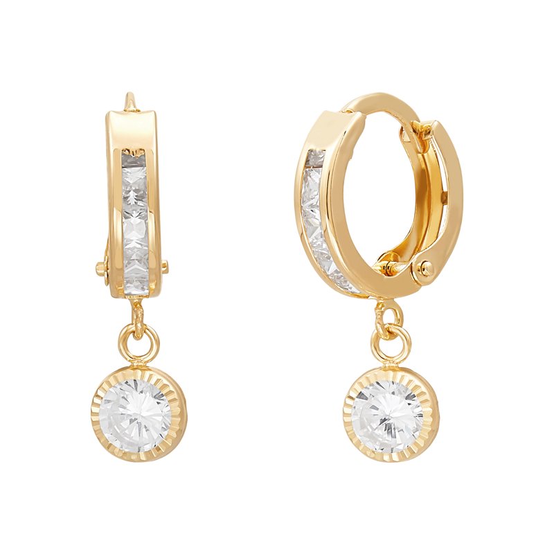 Gold Huggie Hoop Earrings with Cubic Zirconia - Multiple Styles