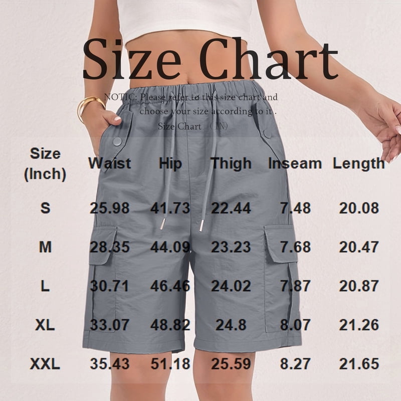 Women's Hiking Cargo Shorts with Drawstring High Rise Knee Length Casual Pants