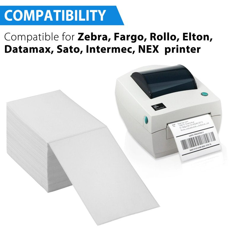 4x6 Thermal Shipping Labels - Waterproof, Strong Adhesive, Fanfold Pack of 500