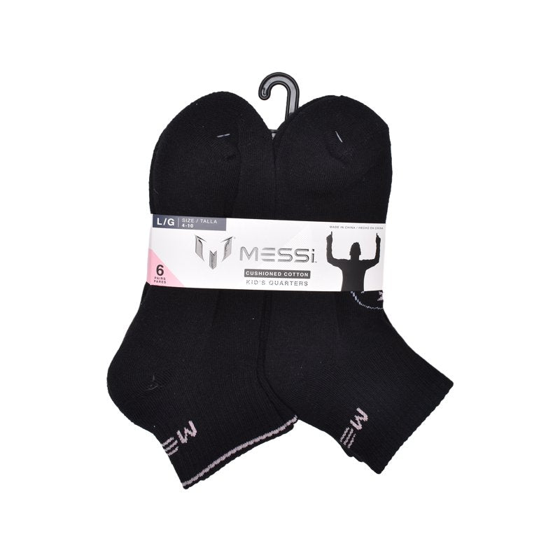 Messi Boys Quarter Socks, 6-Pack - Variation: Black Logo M, L (Size S-L)