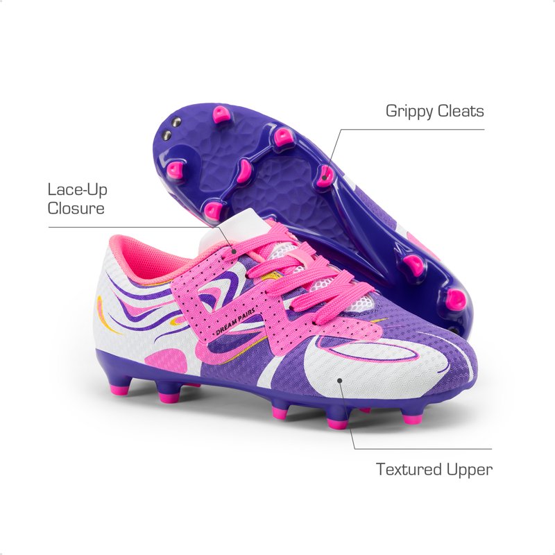 Dream Pairs Youth Soccer Cleats White Purple - Kids Football Cleats