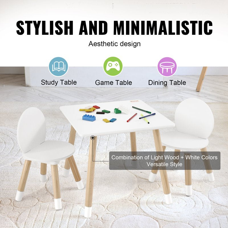 Kids Activity Table and Chair Set - Toddler Play Furniture with 2 Chairs, White & Character Variants