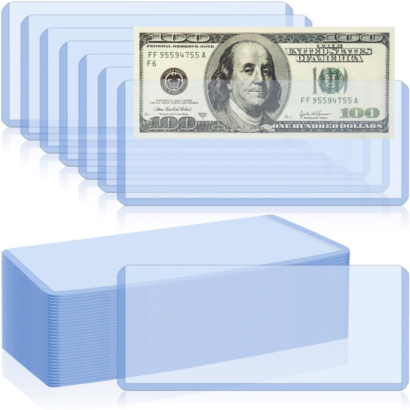 Dollar Bill Sleeves Set of 20 - Clear Waterproof Currency Protectors