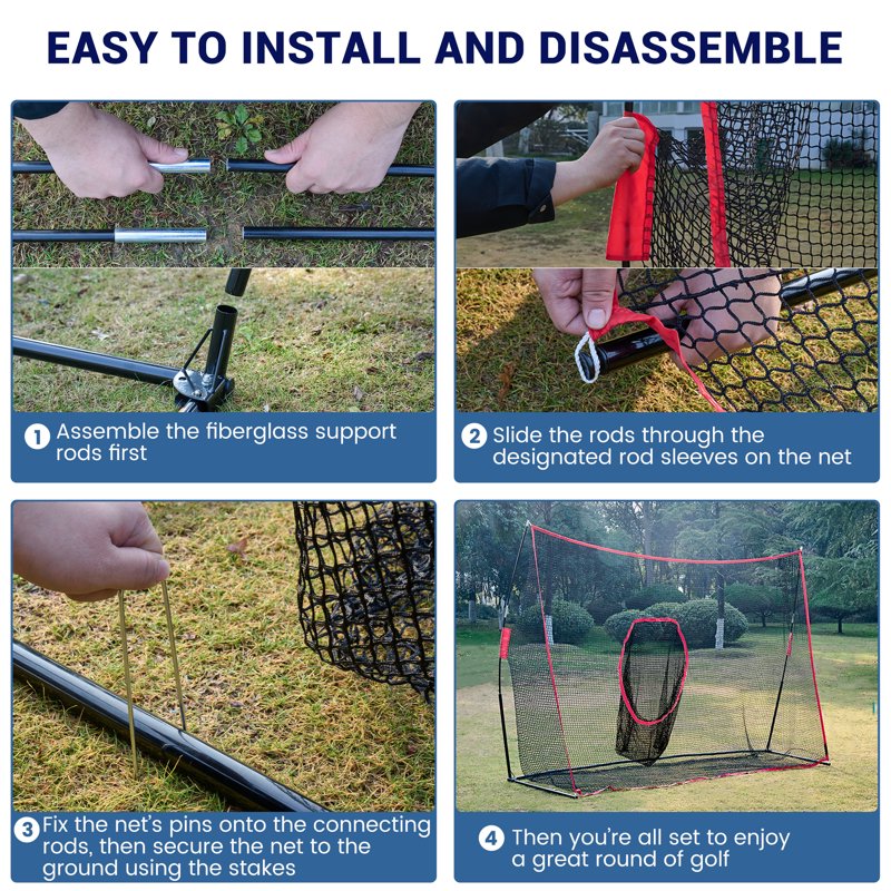 EDX 7x7 ft Golf Practice Net with Target Holes - Indoor Outdoor Training