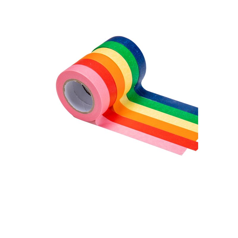Multicolor Masking Tape Set - 6 Rolls, 0.59 in x 15 yds, Writable, Easy Tear
