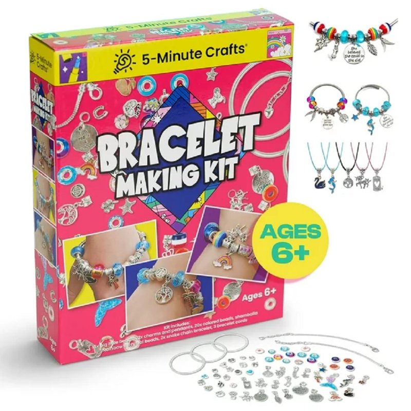 Kids Jewelry Making Kit with Beads Charms Pendants - Creative Arts & Crafts Set for Ages 6+