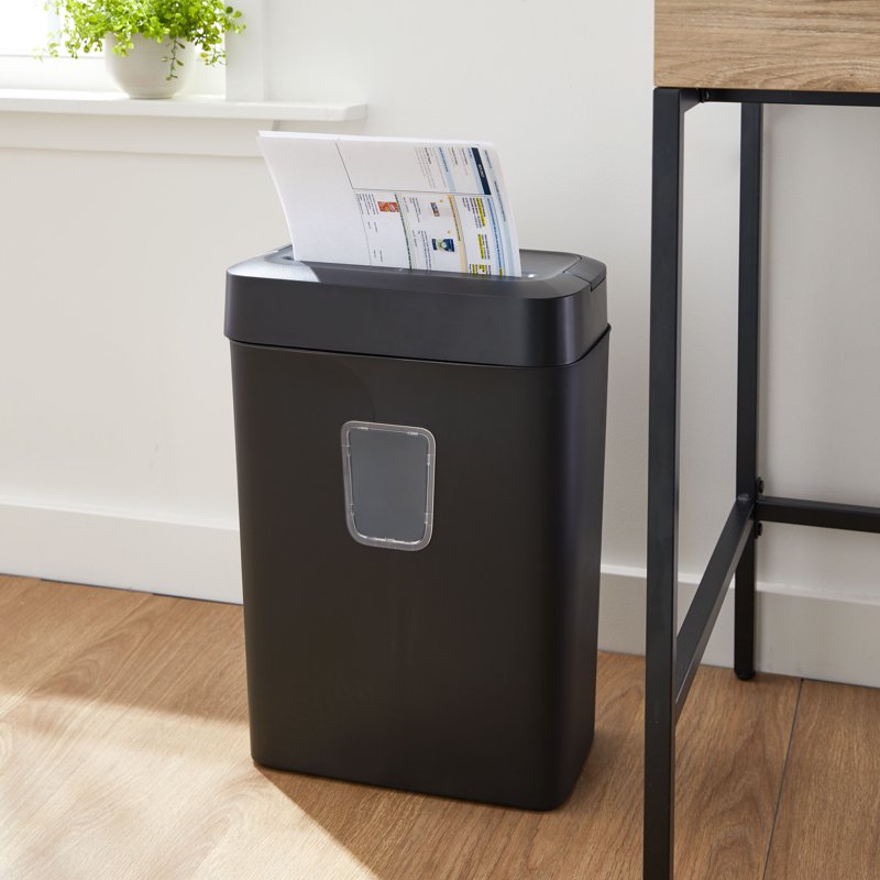 Cross-Cut Paper and Credit Card Shredder - 12 Sheets, 5.55 Gal Bin, Black
