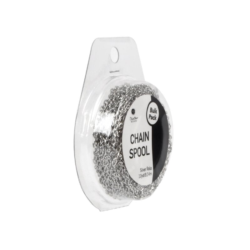Iron Rolo Chain Spool for DIY Jewelry Making 10 Yards - Silver Rhodium Plated