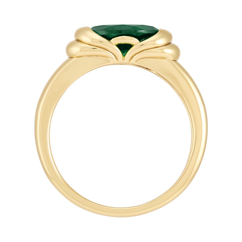 Oval Simulated Emerald Engagement Ring in 14K Gold Plated Sterling Silver