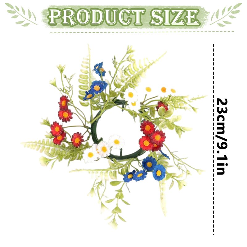 Patriotic Garden Wreath for Independence Day 4th of July Memorial Day Decor with Fern Accents