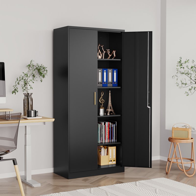 Tall Metal Storage Cabinet with Adjustable Shelves - Locking Steel File Cabinet for Home & Office