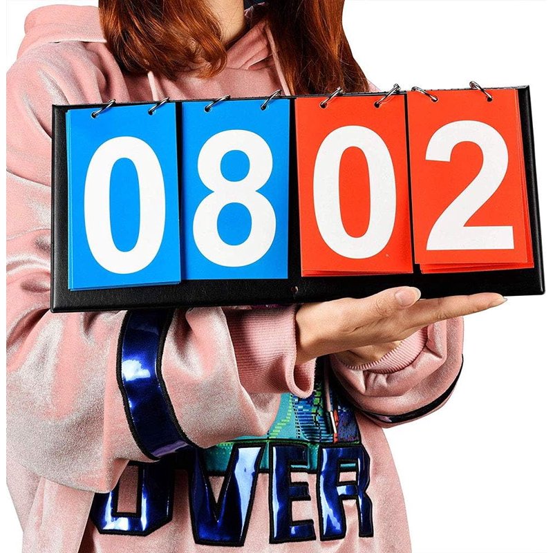 Portable 4-Digit Flip Scoreboard for Indoor Outdoor Sports Blue Red