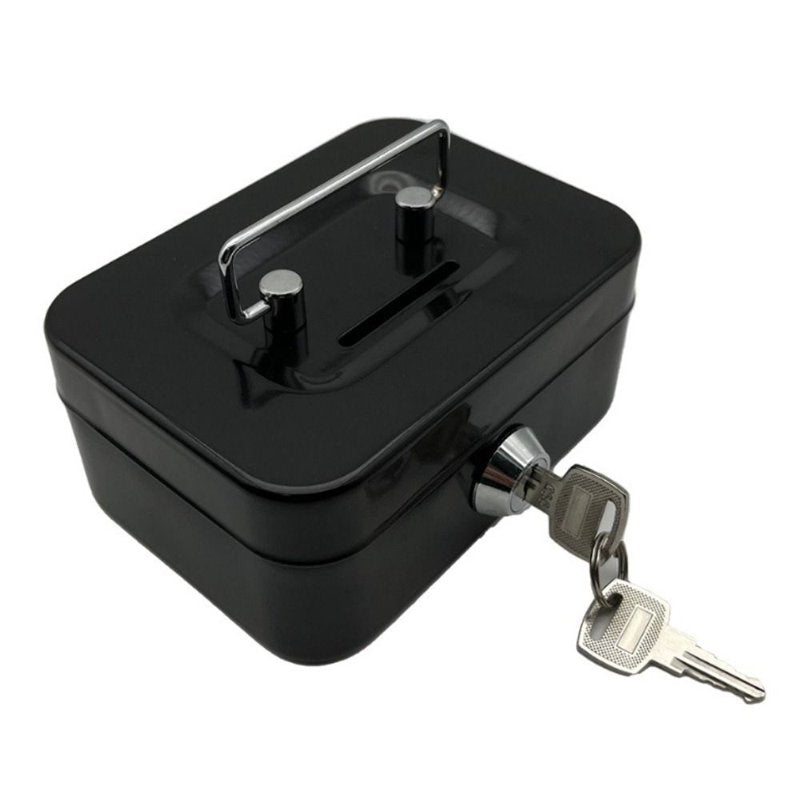 Pink Lockable Coin Box with Sturdy Handles Security Money Safe