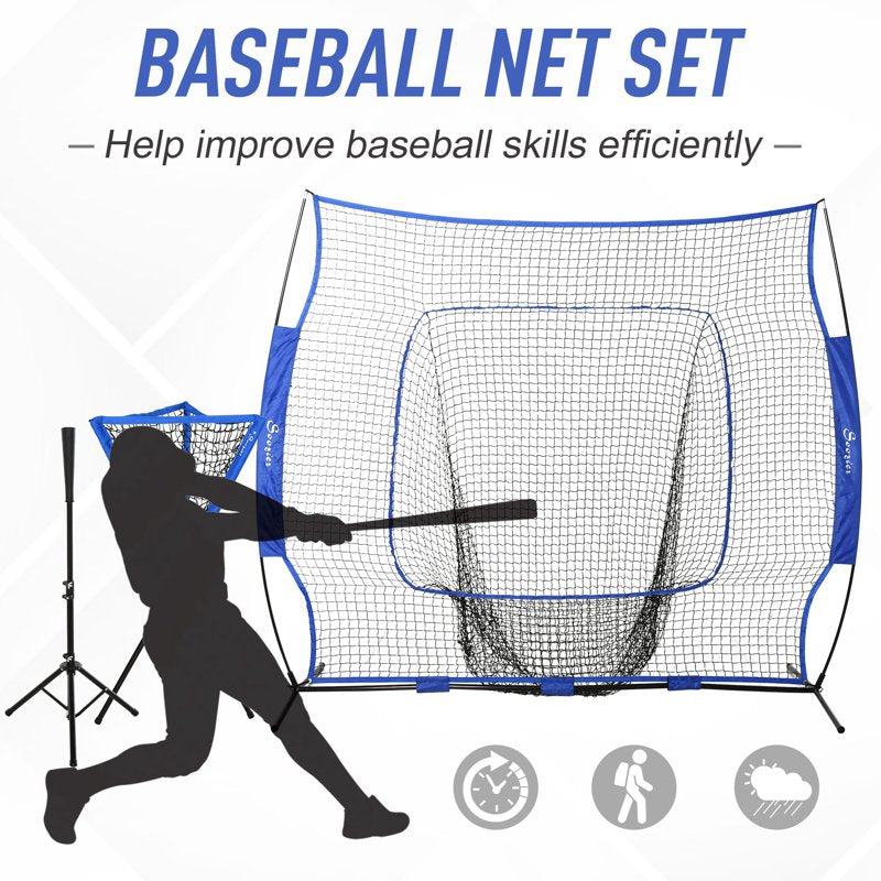 Baseball Practice Net Set with Catcher Net, Tee Stand & Ball Caddy for Training