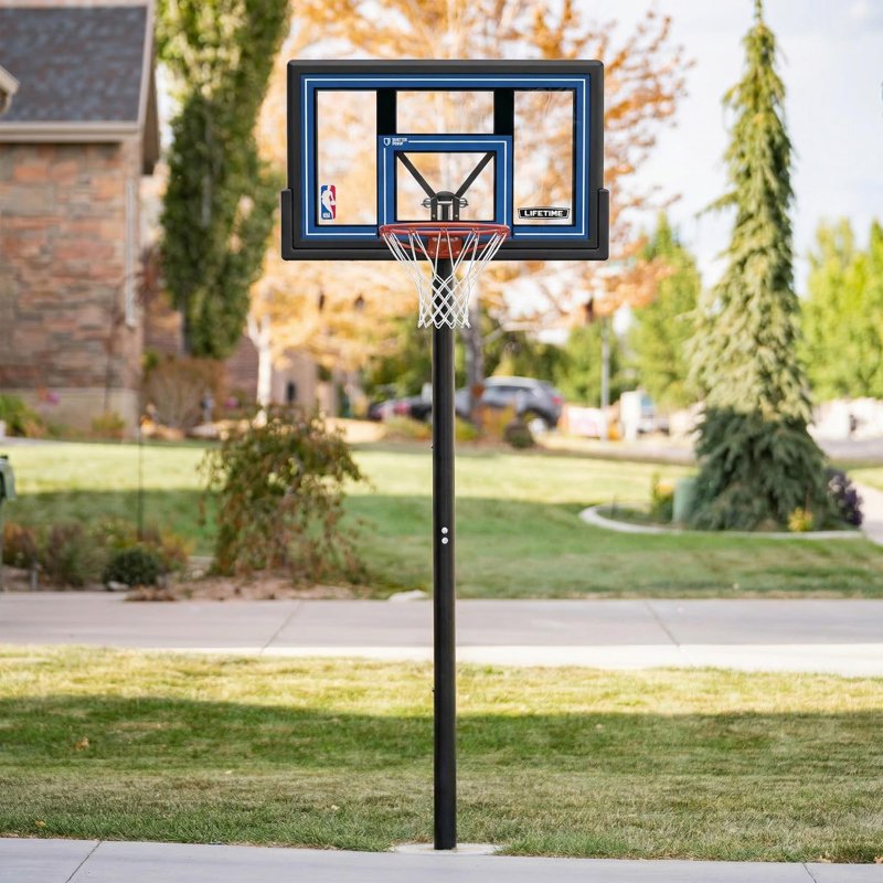 Adjustable In-Ground Basketball System with 50-Inch Shatterproof Backboard - NBA Branded 7.5ft-10ft