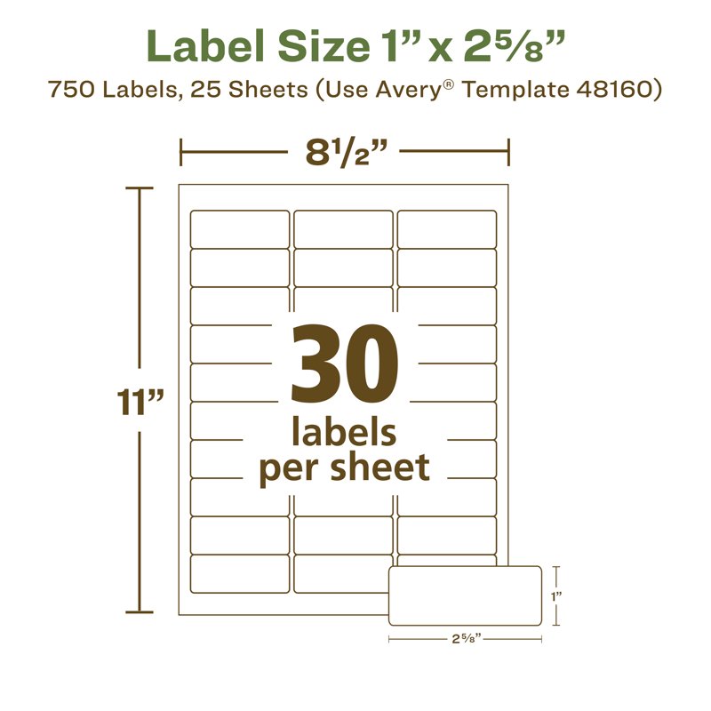 EcoFriendly Address Labels 1x2.63 Inches 750 Count Recycled Stickers
