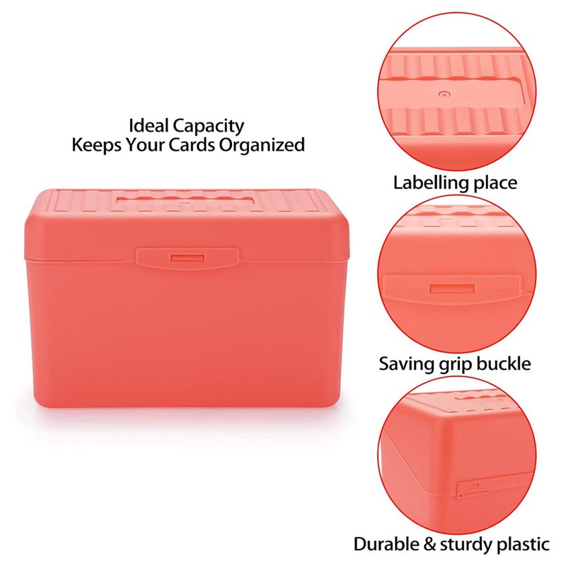Multi-Color Index Card Holder Box Organizer for Recipes Notes Flashcards