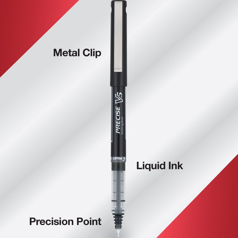 Pilot Precise V5 Extra Fine Rolling Ball Pens - 0.5mm, Black Ink, 4 Pack