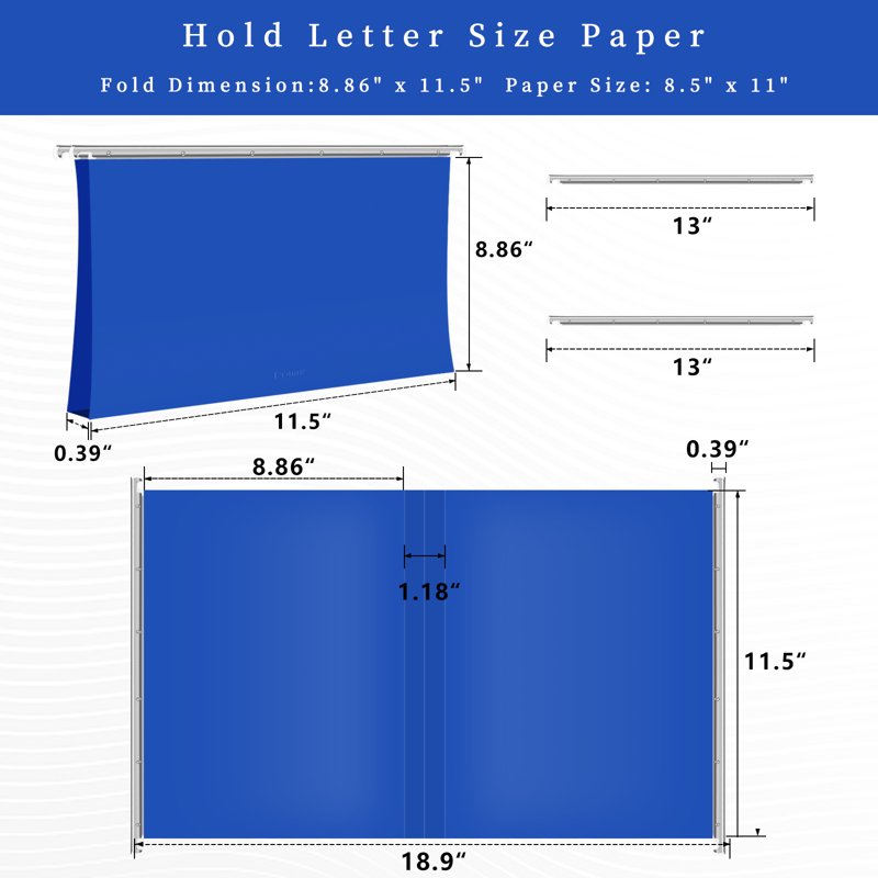 Heavy Duty Plastic Hanging File Folders with Metal Hook - Letter Size, Adjustable Tabs, 20 Pack