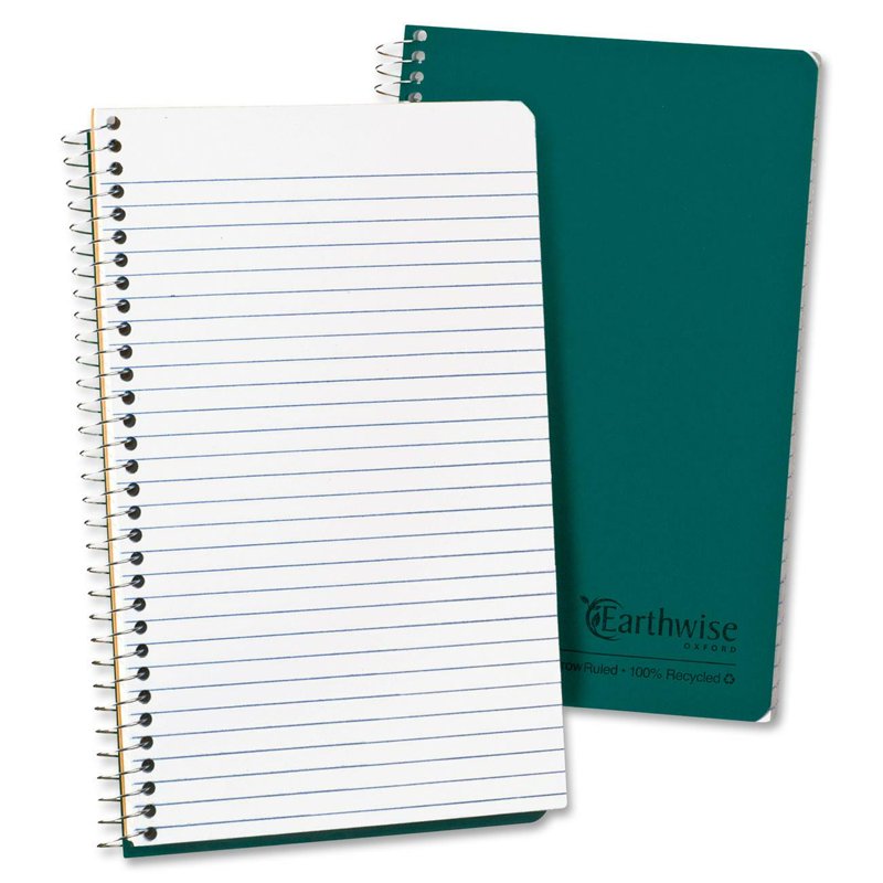 Eco-Friendly Recycled Narrow Rule Notepad 8x5 Inch Spiral Binding