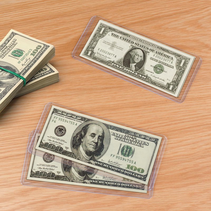 Dollar Bill Sleeves Set of 20 - Clear Waterproof Currency Protectors