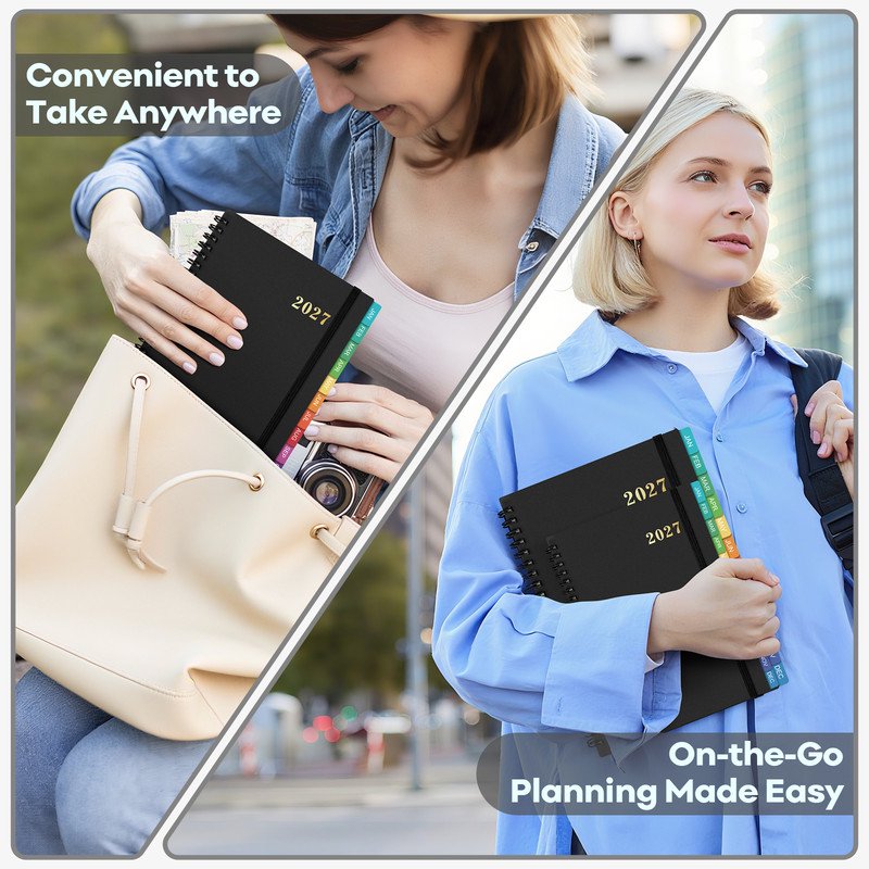 Large 2027 Weekly & Monthly Planner with Tabs & Elastic Closure - 8.5x11in