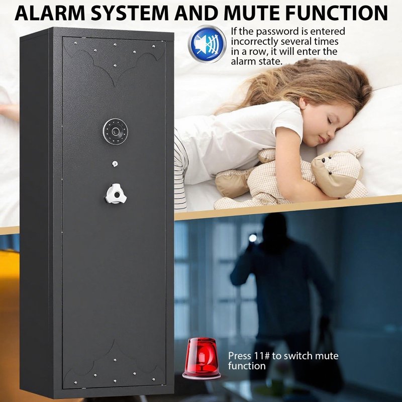Large Gun Safe with Removable Shelf and Gun Rack - Secure Storage for 10-15 Firearms