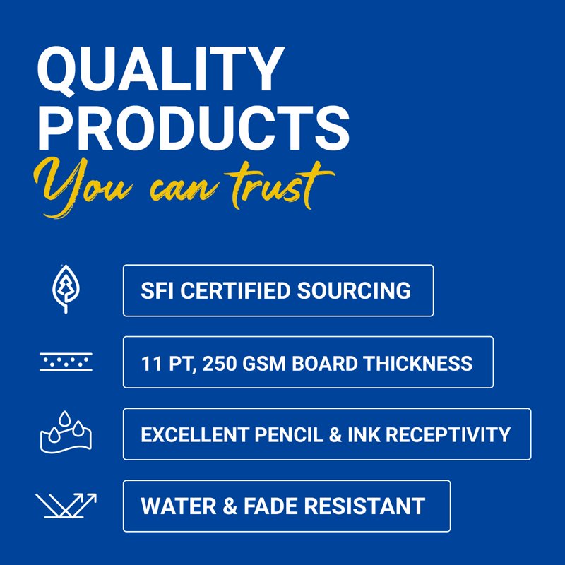 Premium Water & Fade Resistant Poster Board 22x28 Inches - Pack of 50