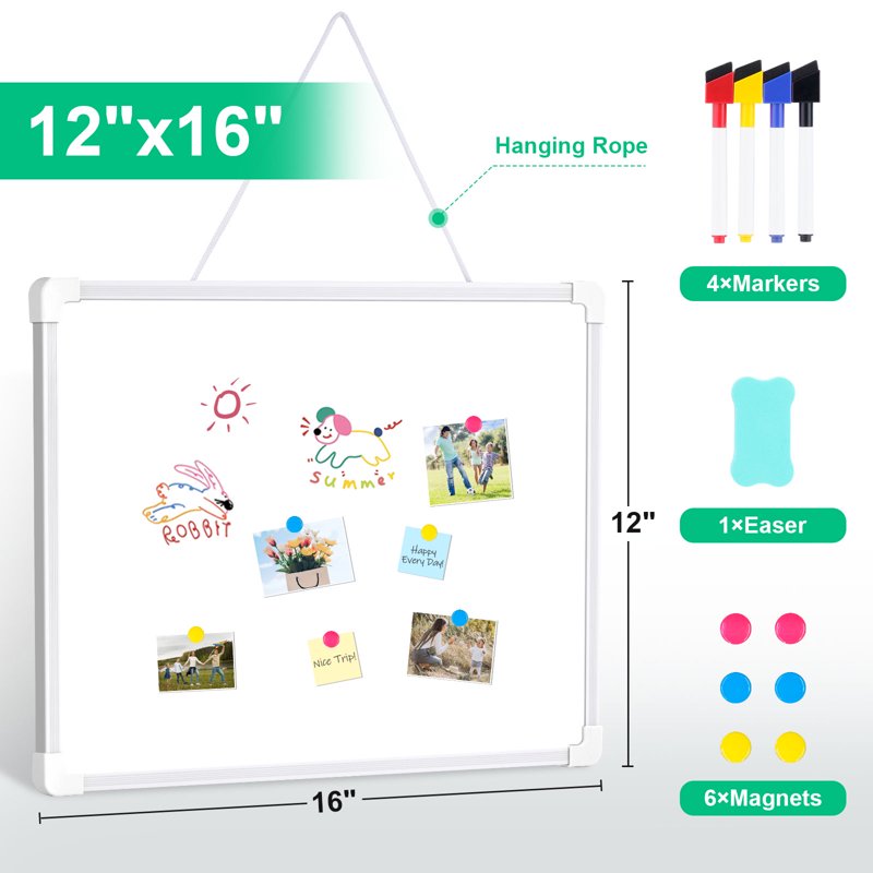 Magnetic Whiteboard Dry Erase Board 16x12 Inch Wall Sign for Office Home Classroom