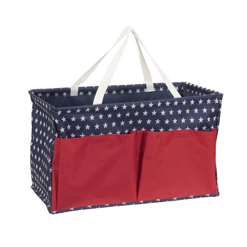 Rectangular Canvas Utility Tote with Handles and Pockets - Water-Resistant Storage Bag