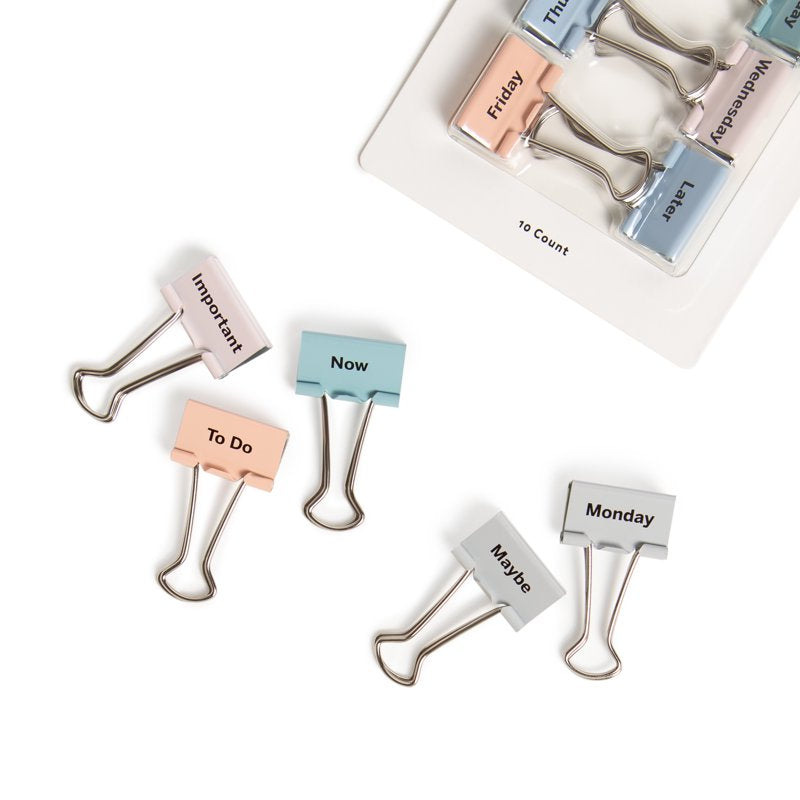 Assorted 32mm Binder Clips - 10 Pack for Office & Classroom Organization