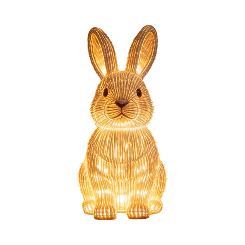 Easter Bunny Night Light Lamp - Resin Decorative Table Lamp with Warm LED for Bedroom & Living Room