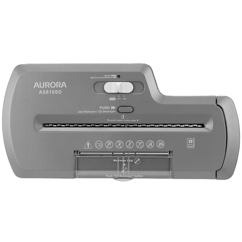 8-Sheet Strip-Cut Paper CD Credit Card Shredder with Wastebasket