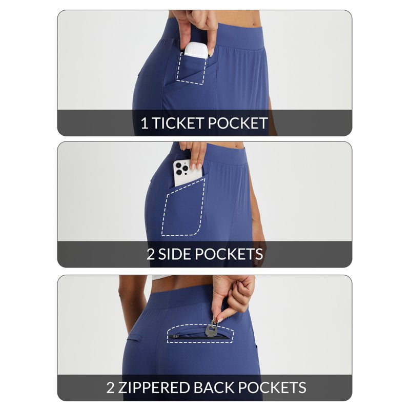 Navy Blue Ankle Length Work Pants for Women - Baleaf Petite Dressy Casual Golf Stretch