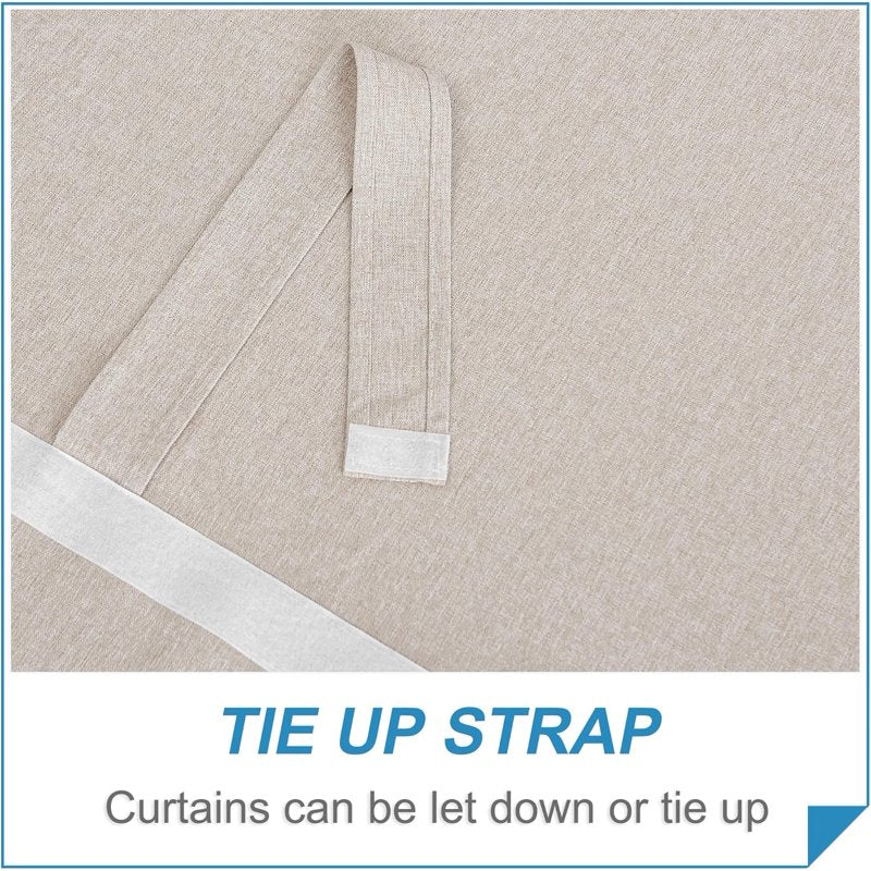 Natural Linen French Door Curtains with Privacy & Thermal Insulation - 1 Panel